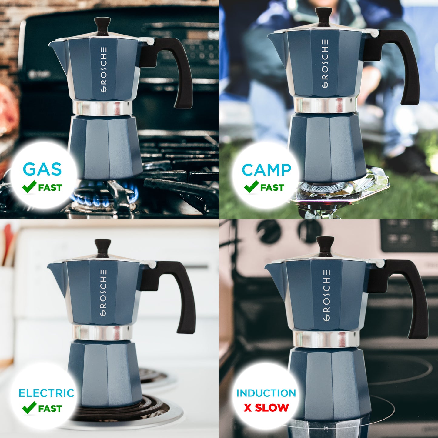 GROSCHE - Stovetop Espresso Coffee Maker 3 cup Milano