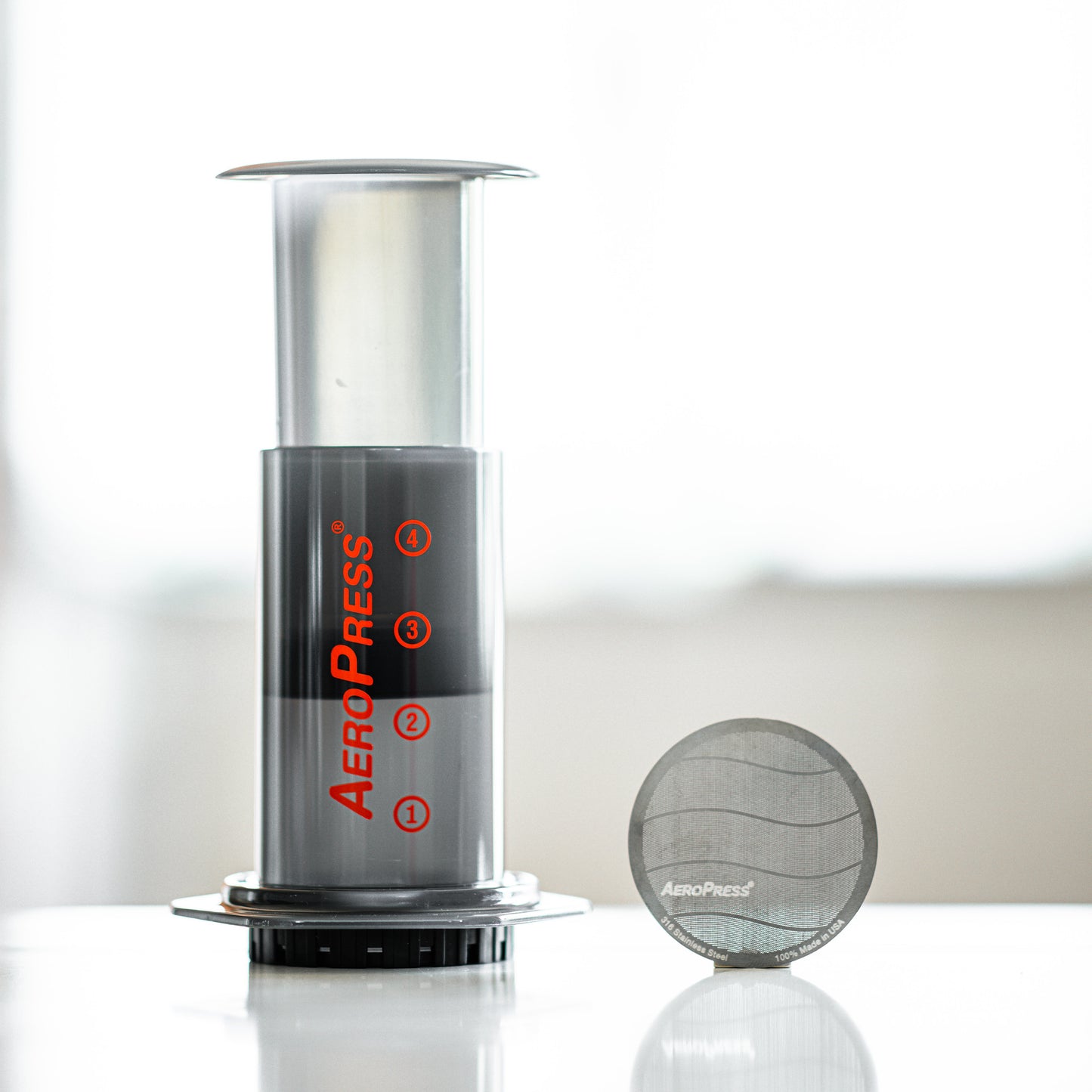 Aeropress - Reusable stainless steel filter.