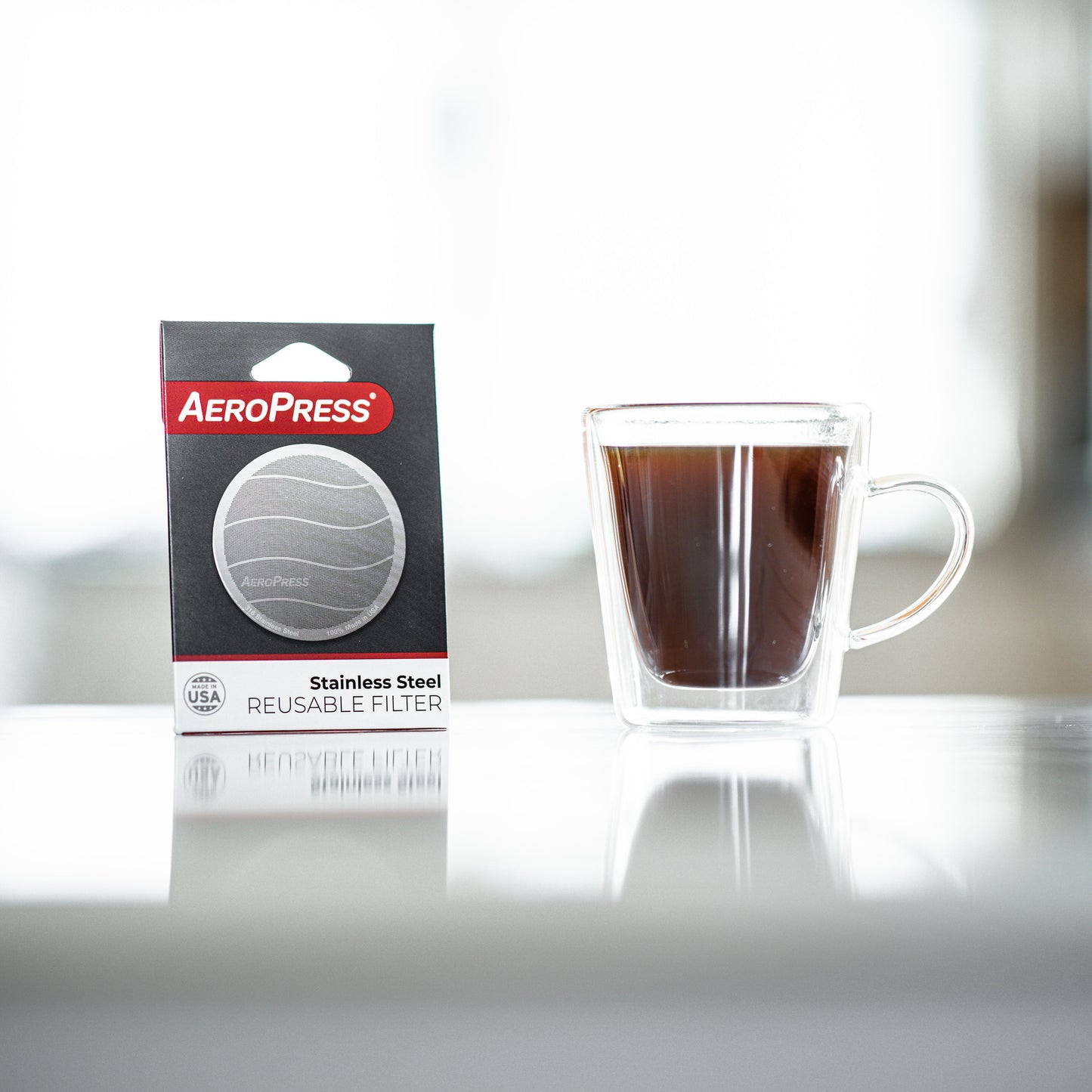 Aeropress - Reusable stainless steel filter.