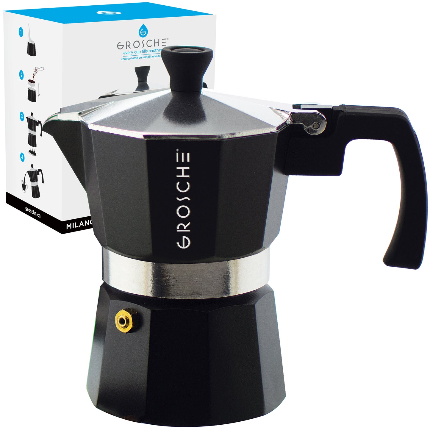 GROSCHE - Stovetop Espresso Coffee Maker 3 cup Milano